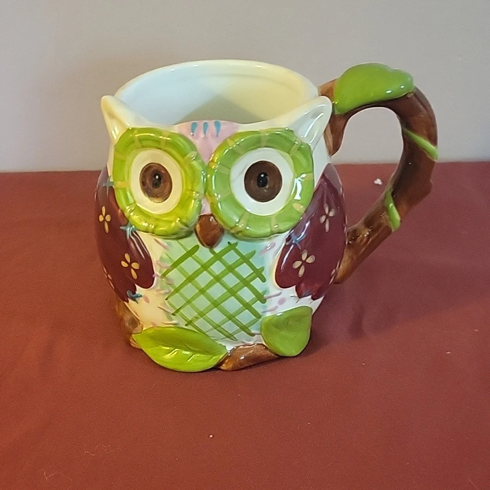 OLLI OWL Coffee Mug Ceramic Hand Painted Dolomite, 5